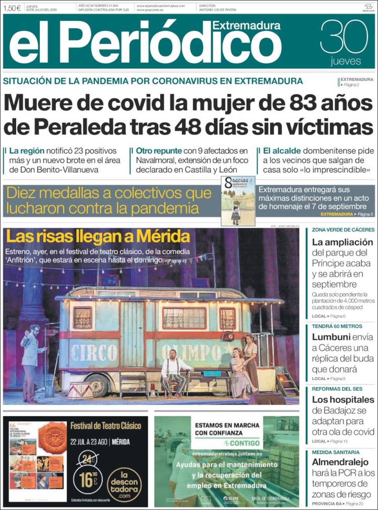 Portada de El Periódico de Extremadura (Espa&ntilde;a)