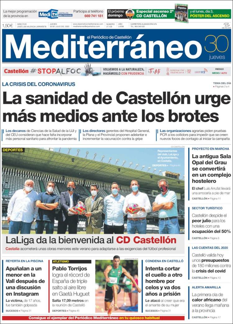 Portada de El Periódico Mediterraneo (Espa&ntilde;a)