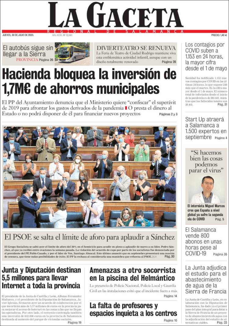 Portada de La Gaceta de Salamanca (Espa&ntilde;a)