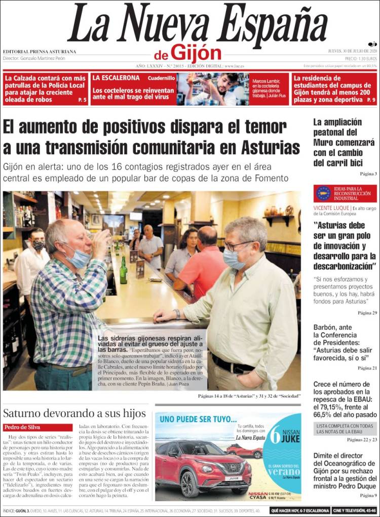 Portada de La Nueva España - Gijón (Espa&ntilde;a)