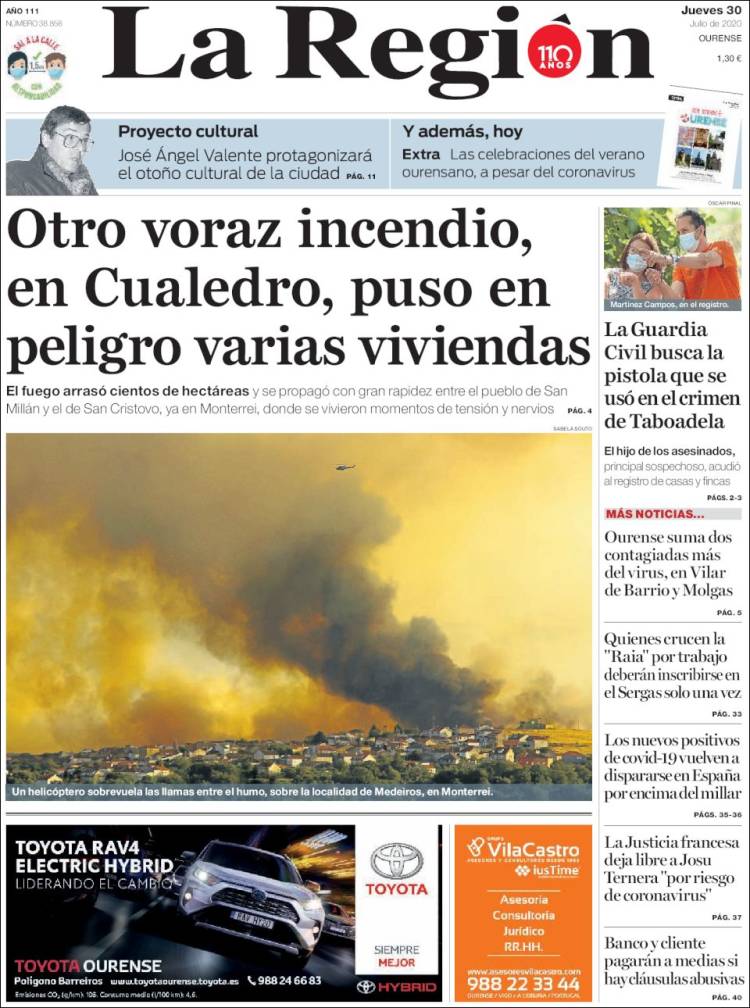 Portada de La Región de Ourense (Espa&ntilde;a)