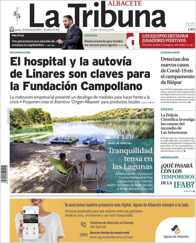 Portada de La Tribuna de Albacete (Espa&ntilde;a)