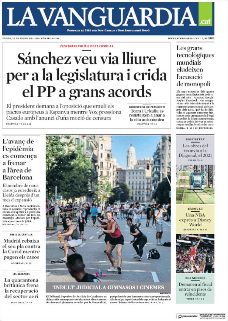 Portada de La Vanguardia (Espa&ntilde;a)