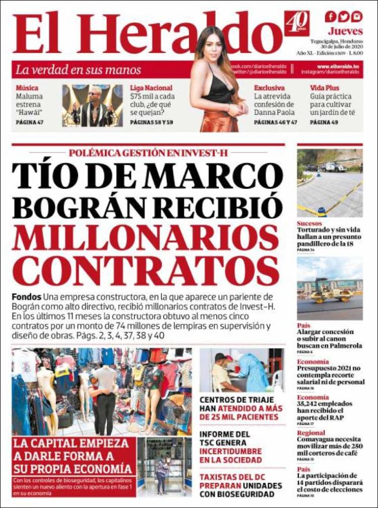 Portada de El Heraldo (Honduras)