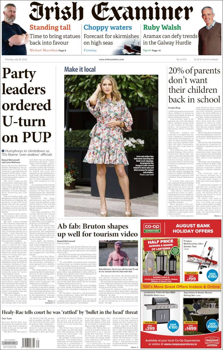 Portada de Irish Examiner (Irlanda)