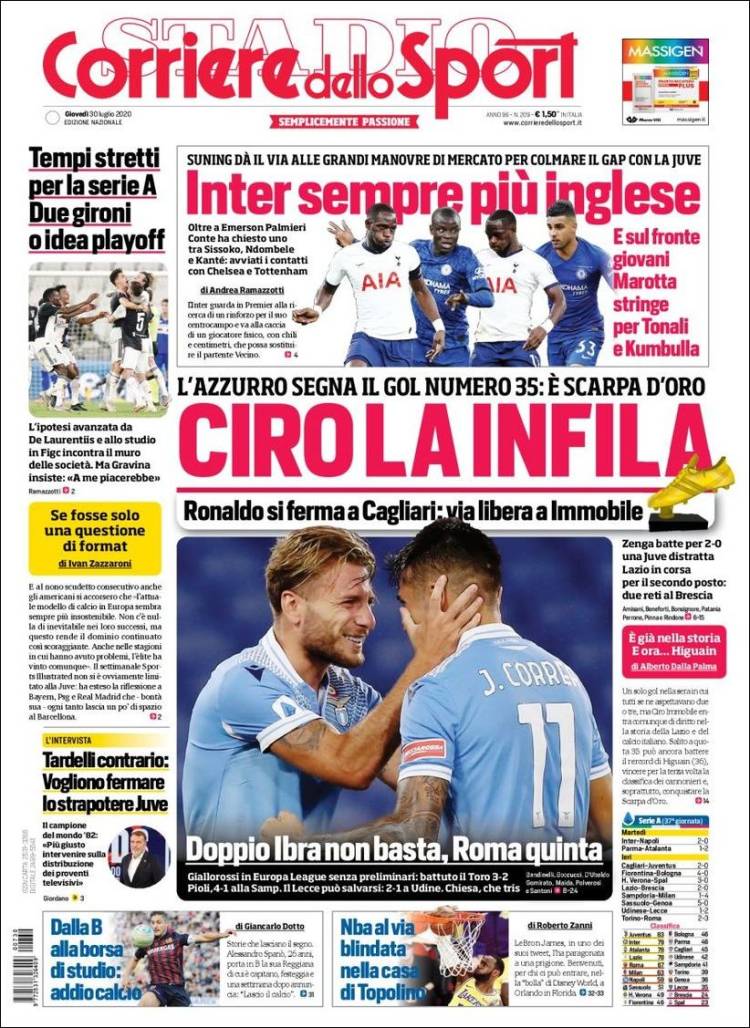 Portada de Corriere dello Sport (Italia)