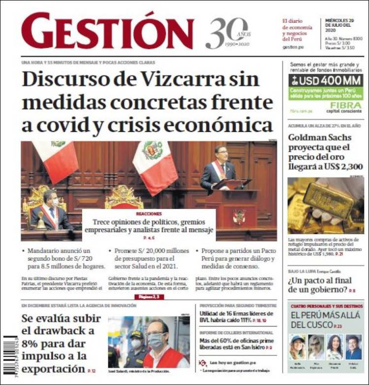 Portada de Diario Gestión (Per&uacute;)