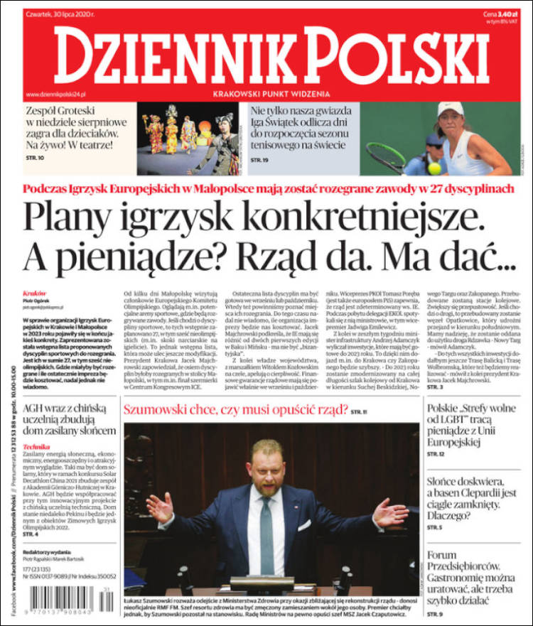 Portada de Dziennik (Polonia)