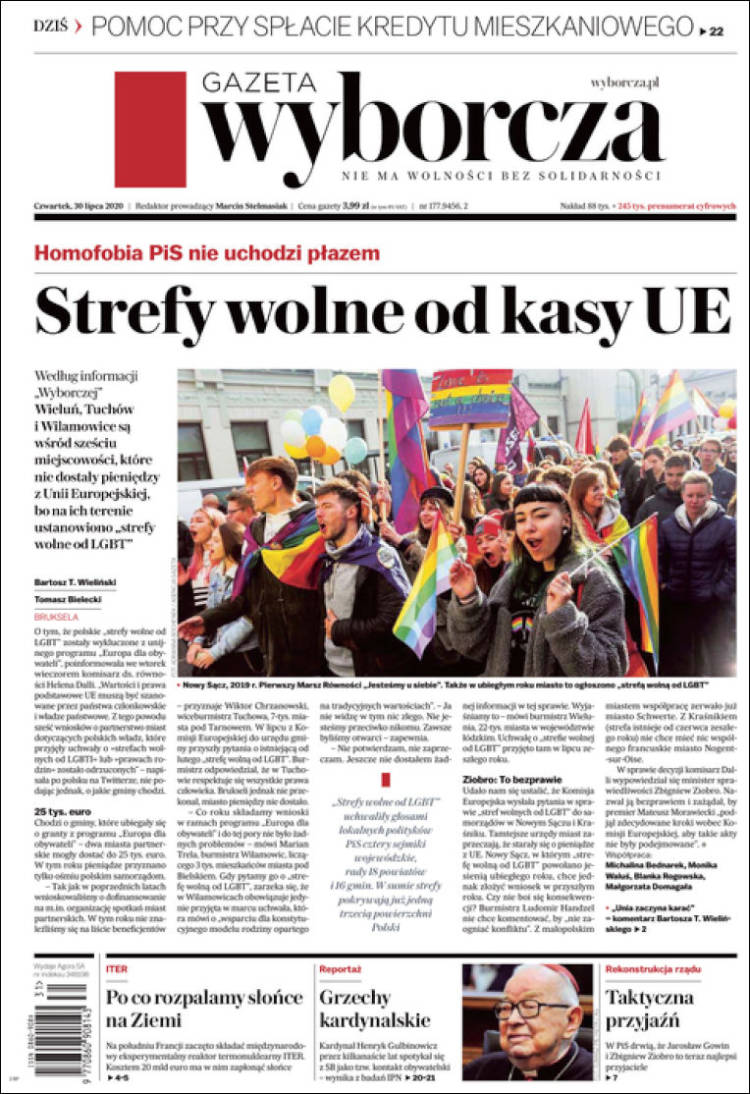 Portada de Gazeta Wyborcza (Polonia)