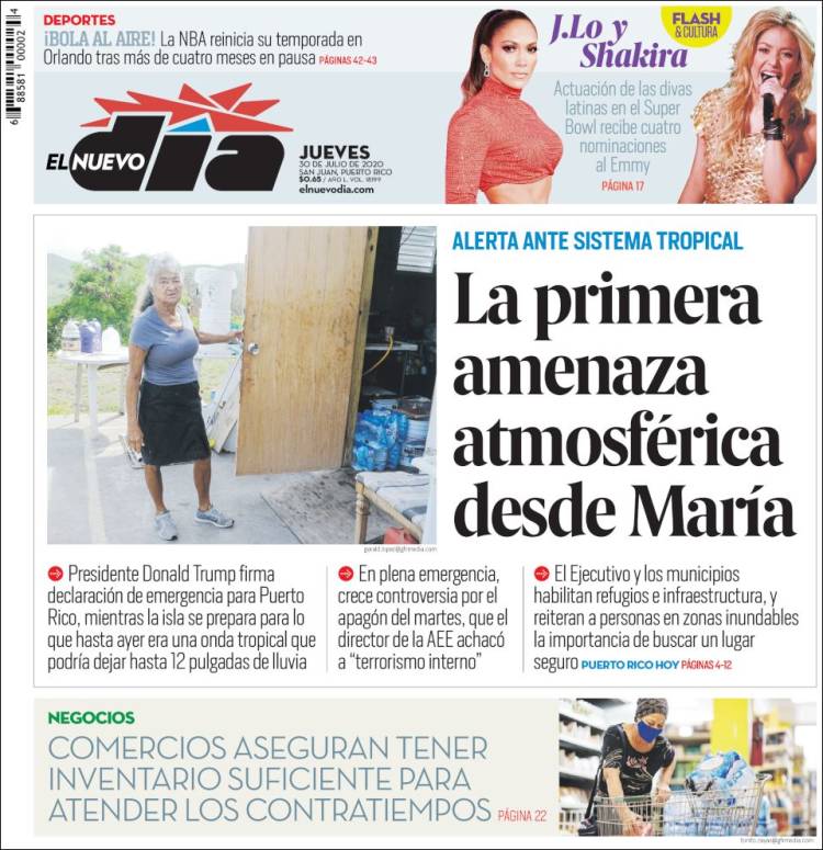 Portada de El Nuevo Día (Puerto Rico)