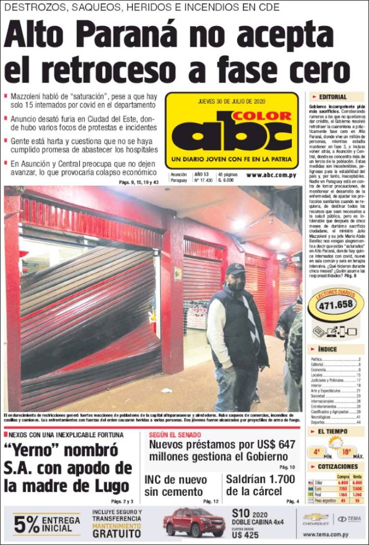Portada de ABC Color (Paraguay)