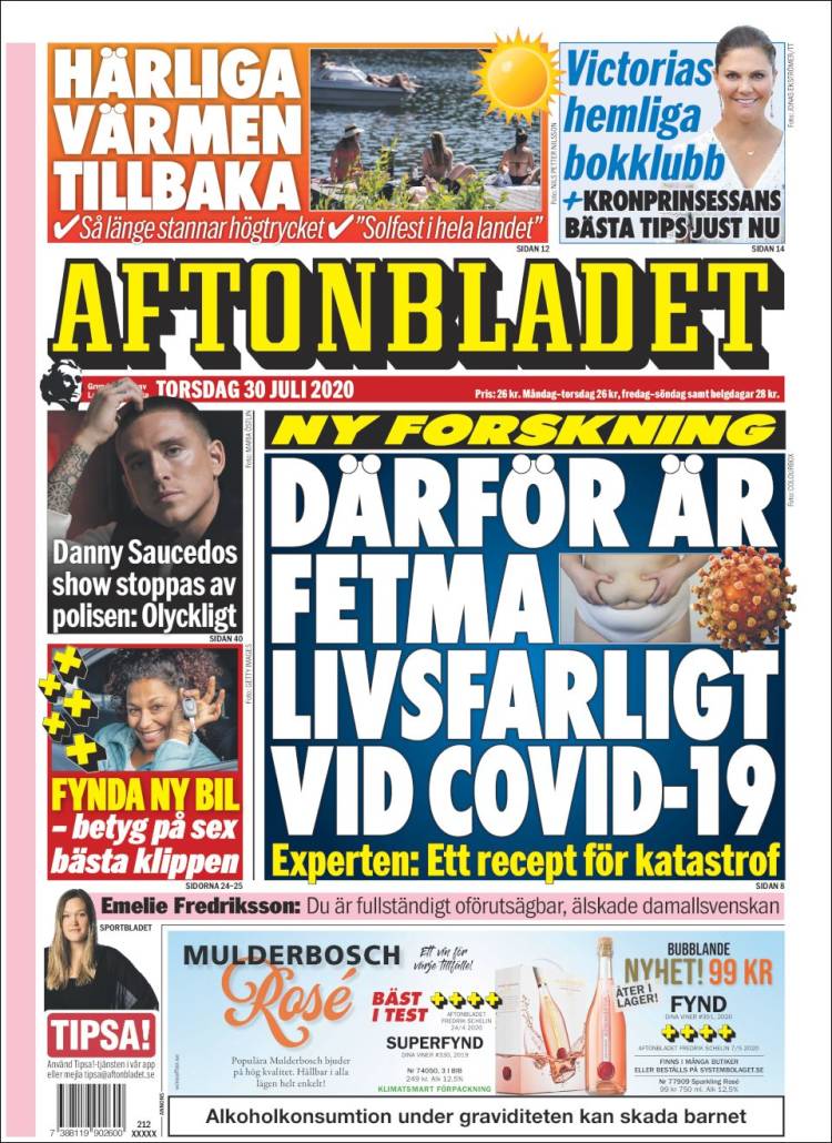 Portada de Aftonbladet (Suecia)