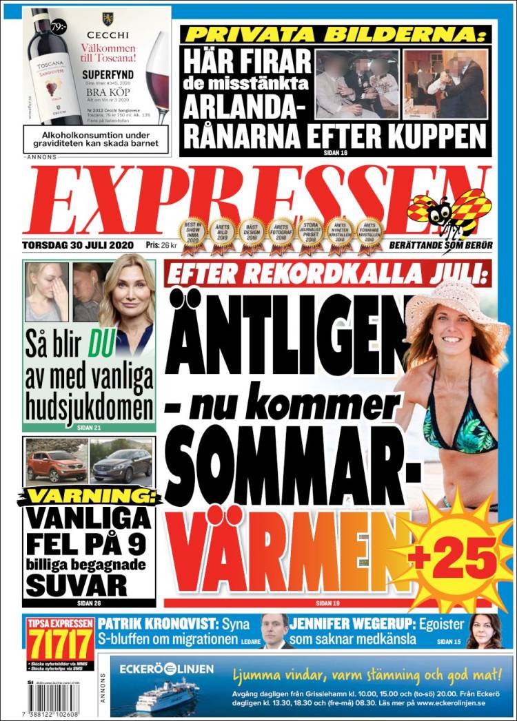 Portada de Expressen (Suecia)