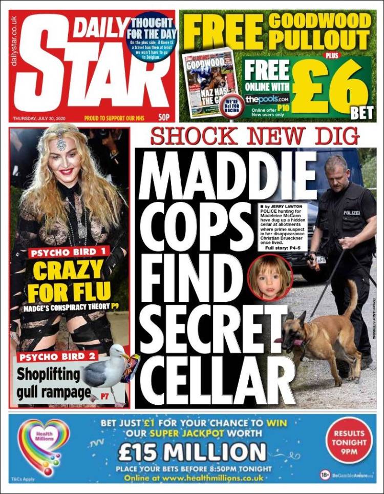 Portada de Daily Star (Reino Unido)