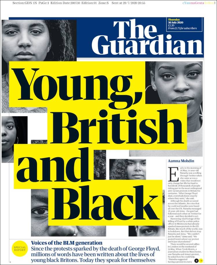 Portada de The Guardian (Reino Unido)