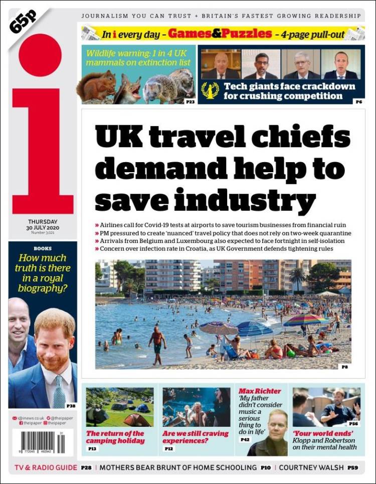 Portada de The i (Reino Unido)