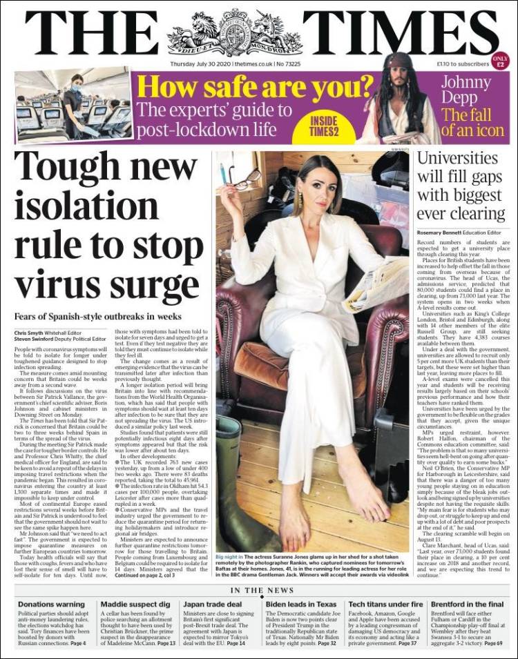 Portada de The Times (Reino Unido)
