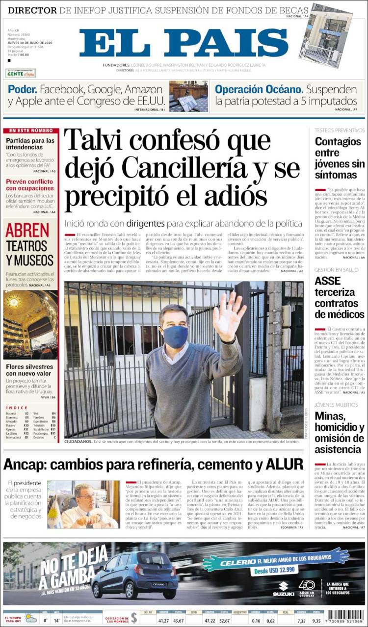 Portada de El País (Uruguay)