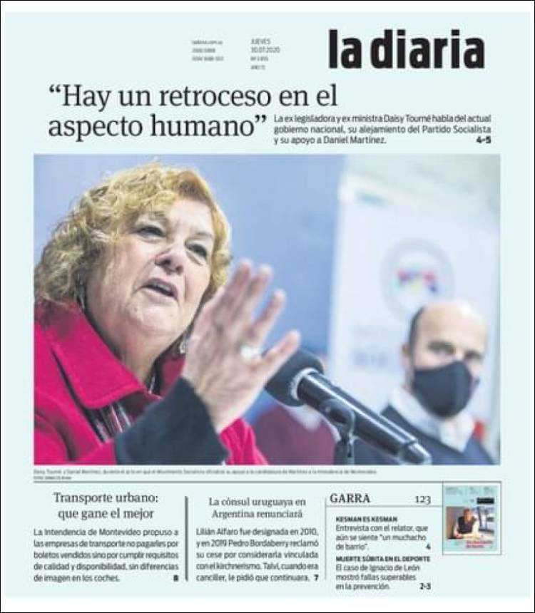 Portada de La Diaria (Uruguay)