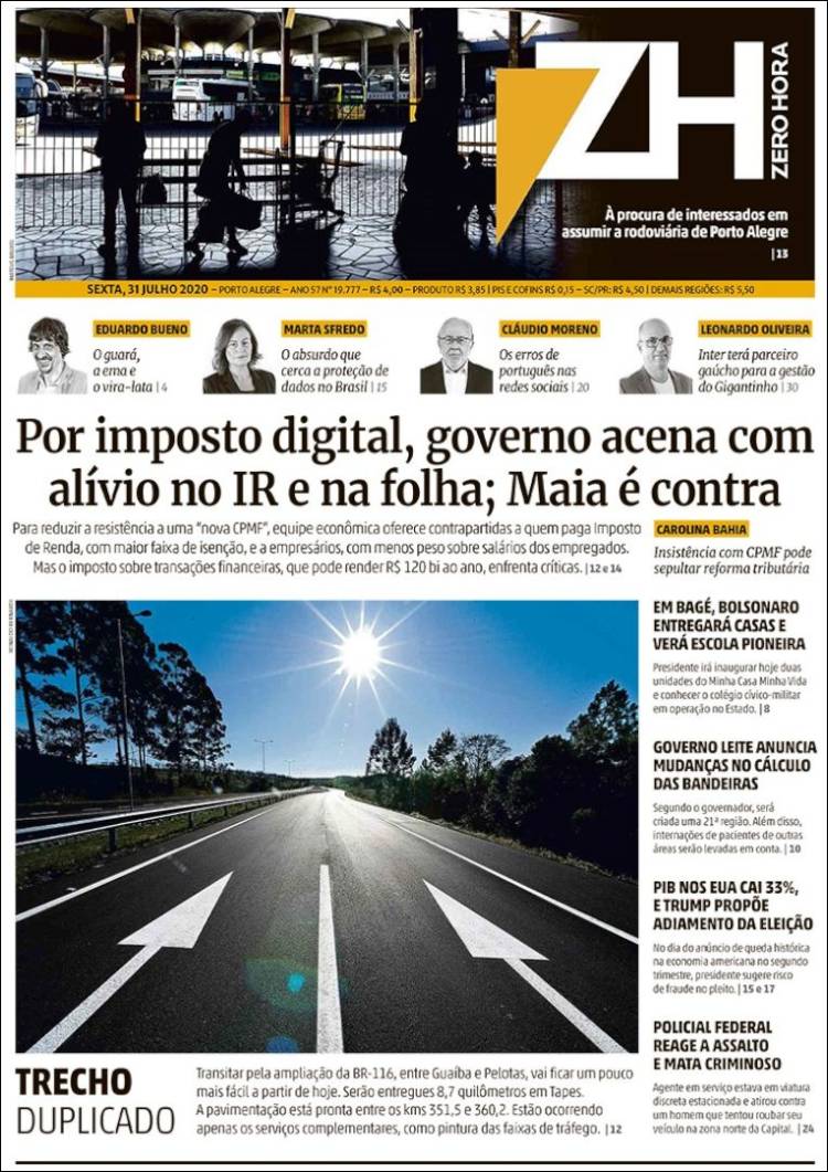 Portada de Zero Hora (Brasil)