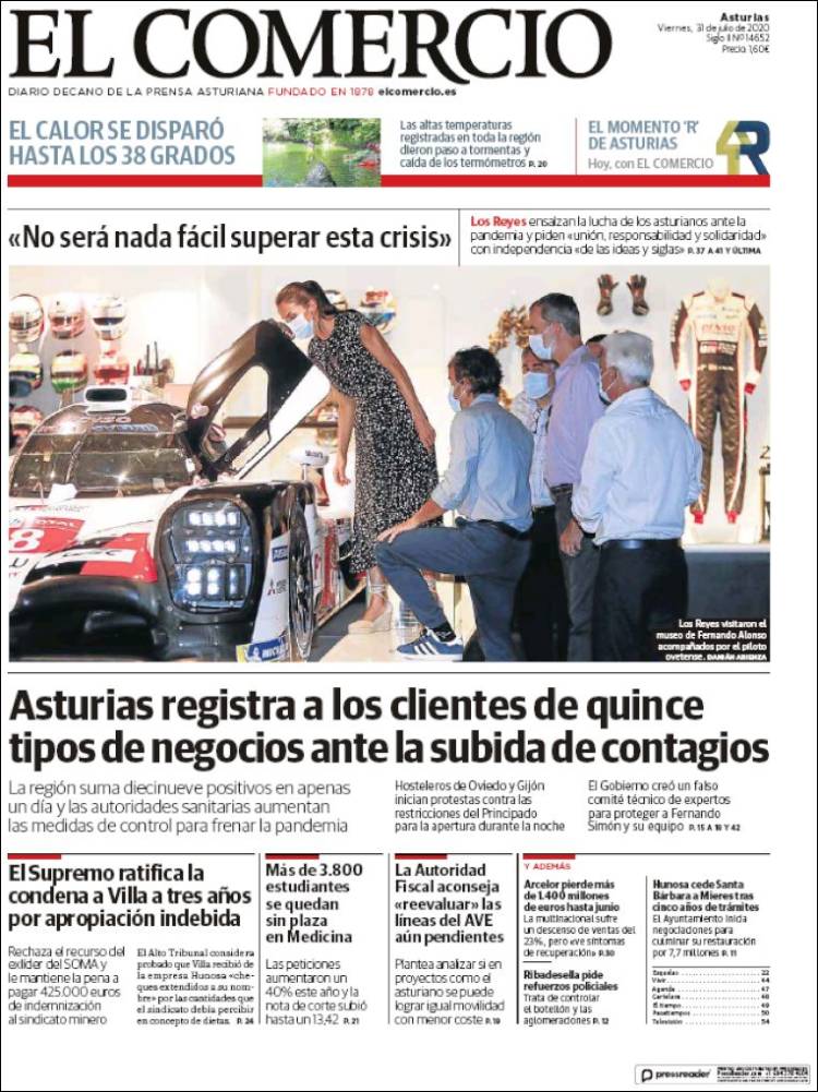 Portada de El Comercio (Espa&ntilde;a)
