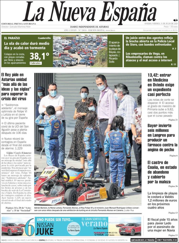 Portada de La Nueva España (Espa&ntilde;a)