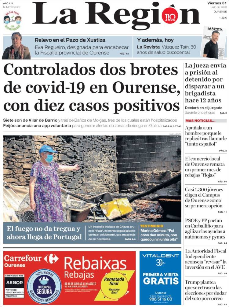 Portada de La Región de Ourense (Espa&ntilde;a)