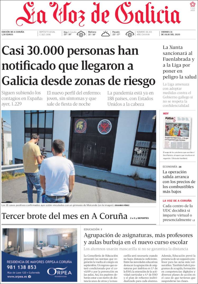 Portada de La Voz de Galicia (Espa&ntilde;a)