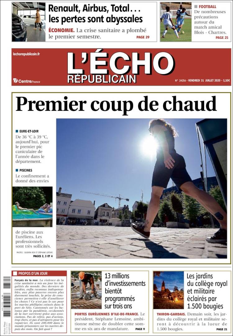 Portada de L'Echo Républicain (Francia)