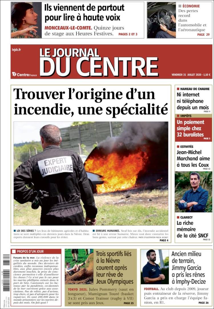 Portada de Le Journal du Centre (Francia)