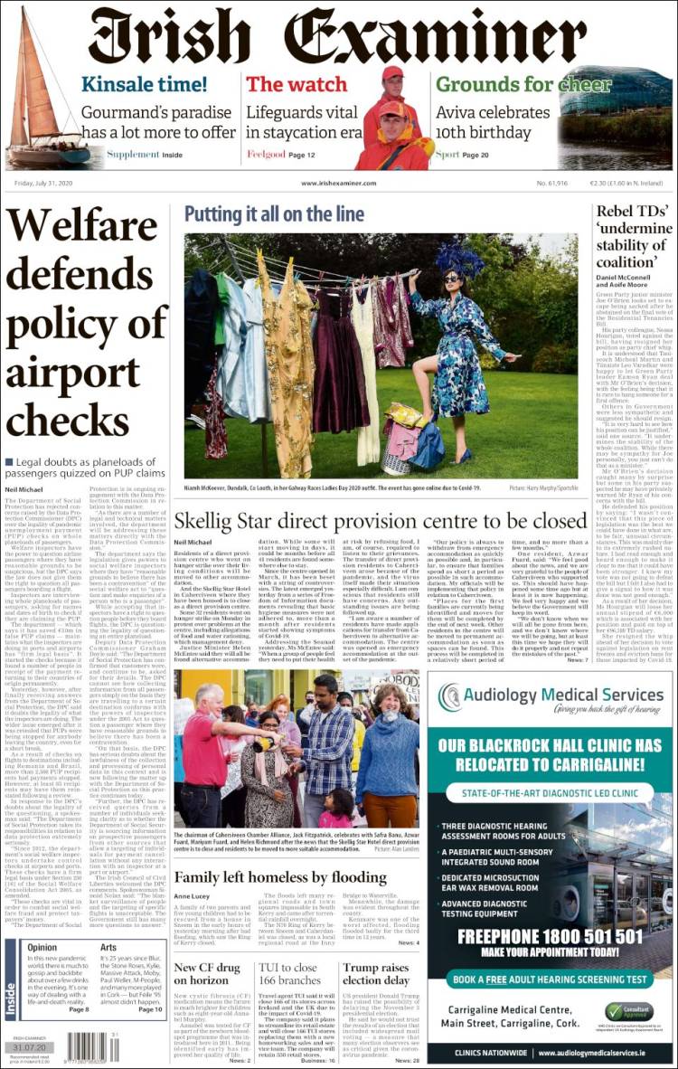 Portada de Irish Examiner (Irlanda)