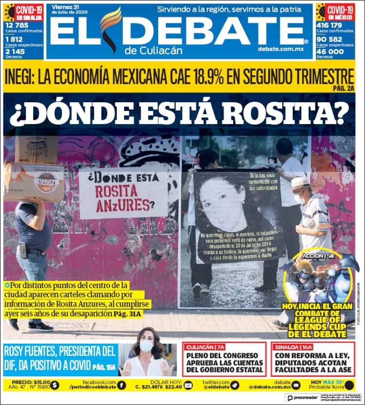 Portada de El Debate de Culiacán (M&eacute;xico)