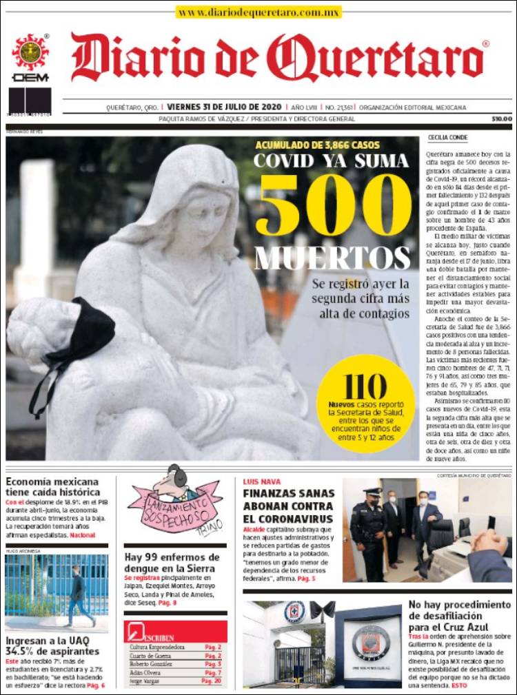 Portada de Diario de Querétaro (M&eacute;xico)