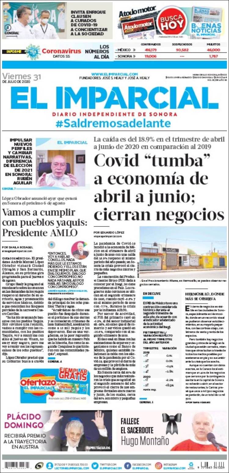 Portada de El Imparcial (M&eacute;xico)