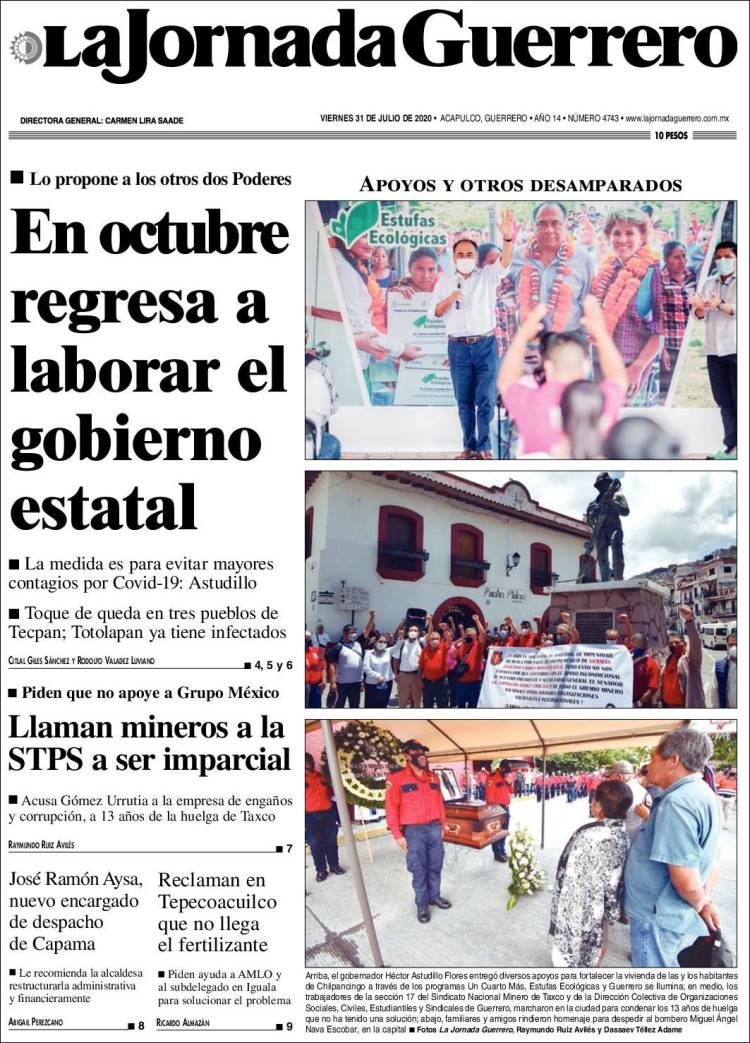 Portada de La Jornada de Guerrero (M&eacute;xico)