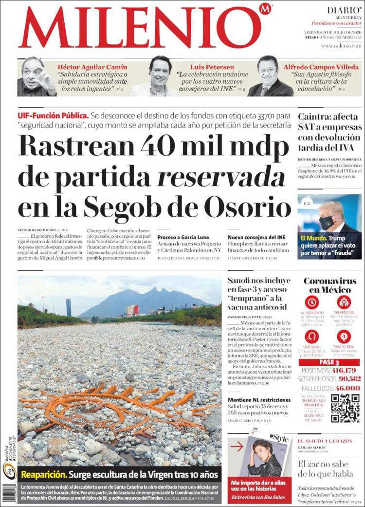 Portada de Milenio de Monterrey (M&eacute;xico)