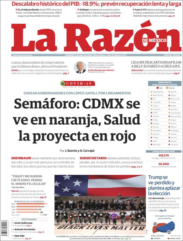 Portada de La Razón (M&eacute;xico)