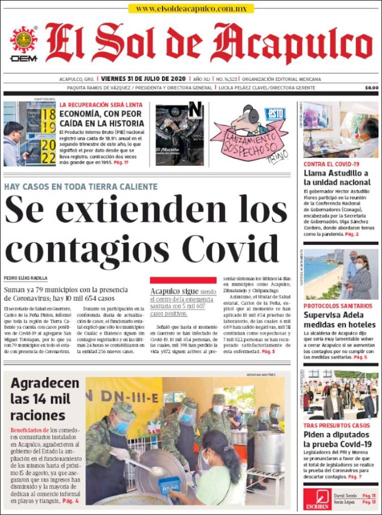 Portada de El Sol de Acapulco (M&eacute;xico)