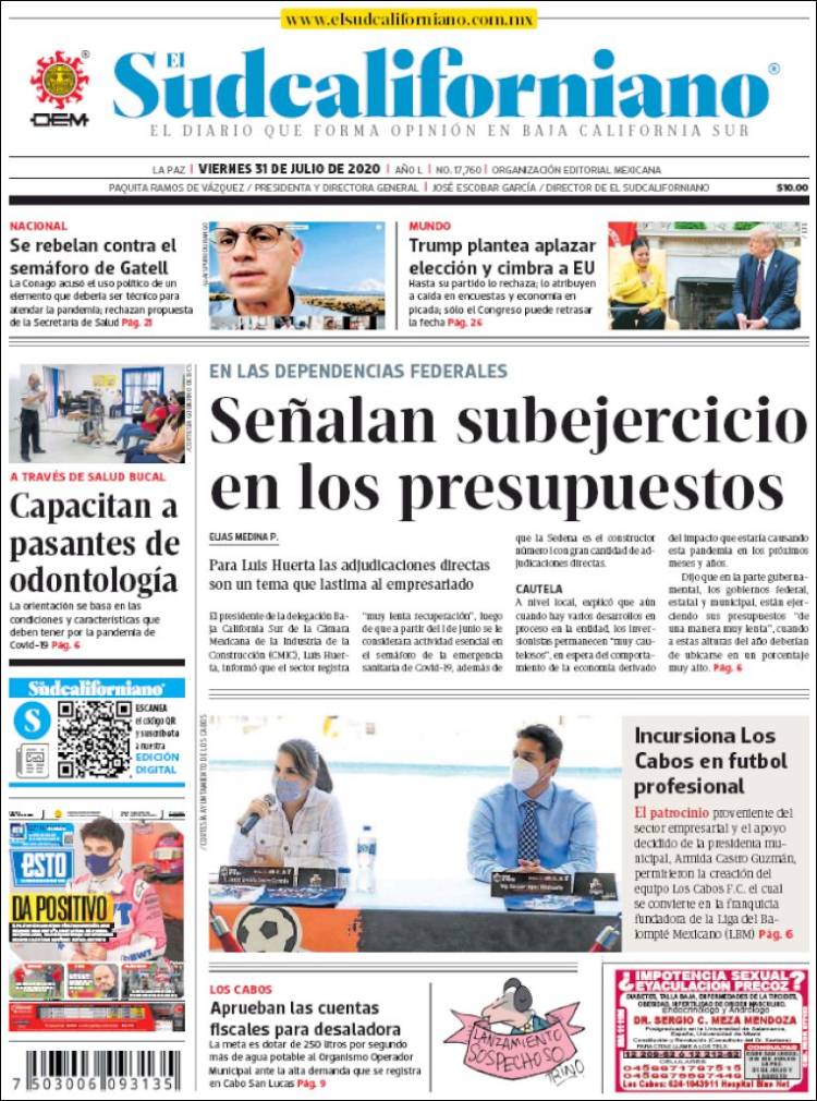 Portada de El Sudcaliforniano (M&eacute;xico)