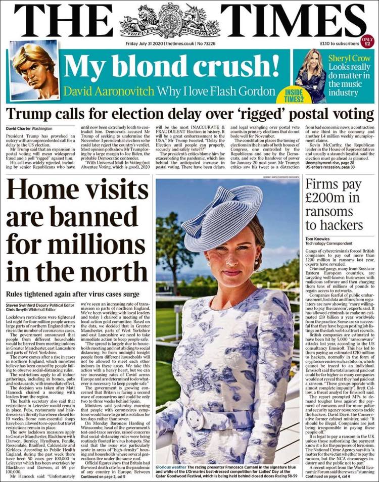 Portada de The Times (Reino Unido)