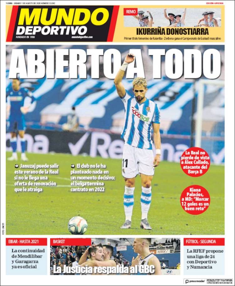 Portada de Mundo Deportivo Gipuzkoa (España)