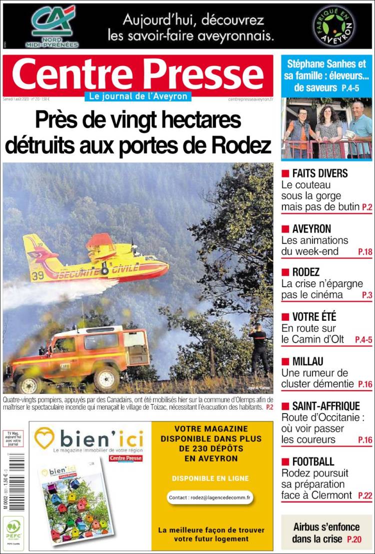 Portada de Centre Presse (France)