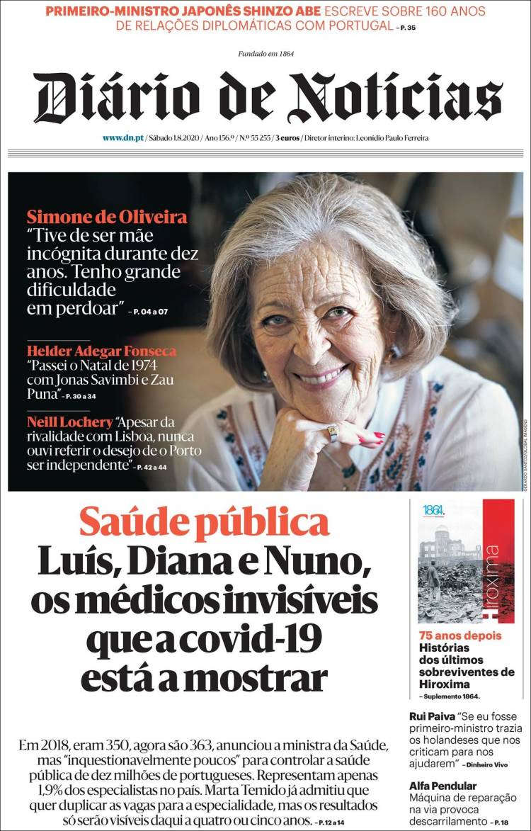 Portada de Diário de Noticias (Portugal)