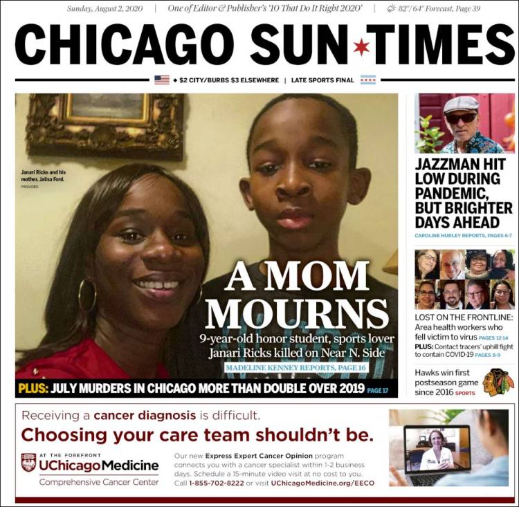 Portada de Chicago Sun-Times (États-Unis)