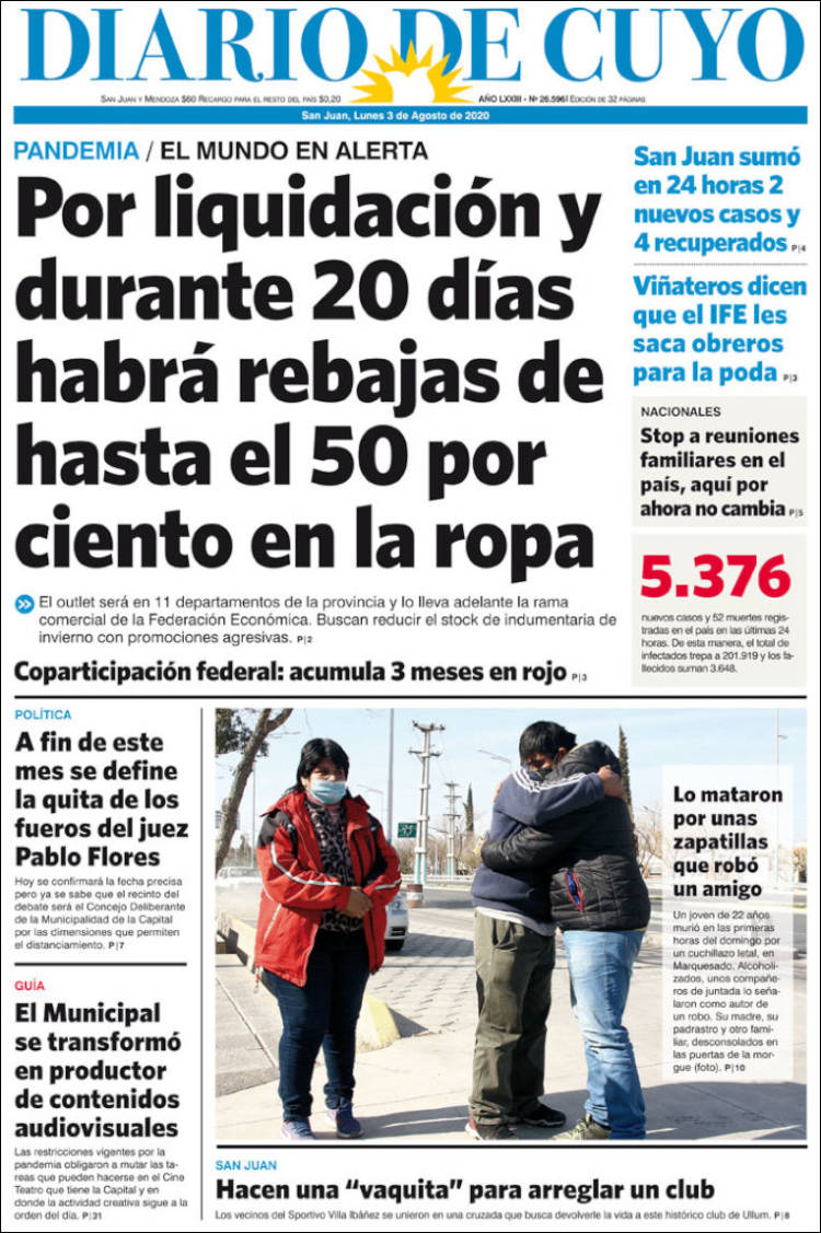 Portada de Diario de Cuyo (Argentina)