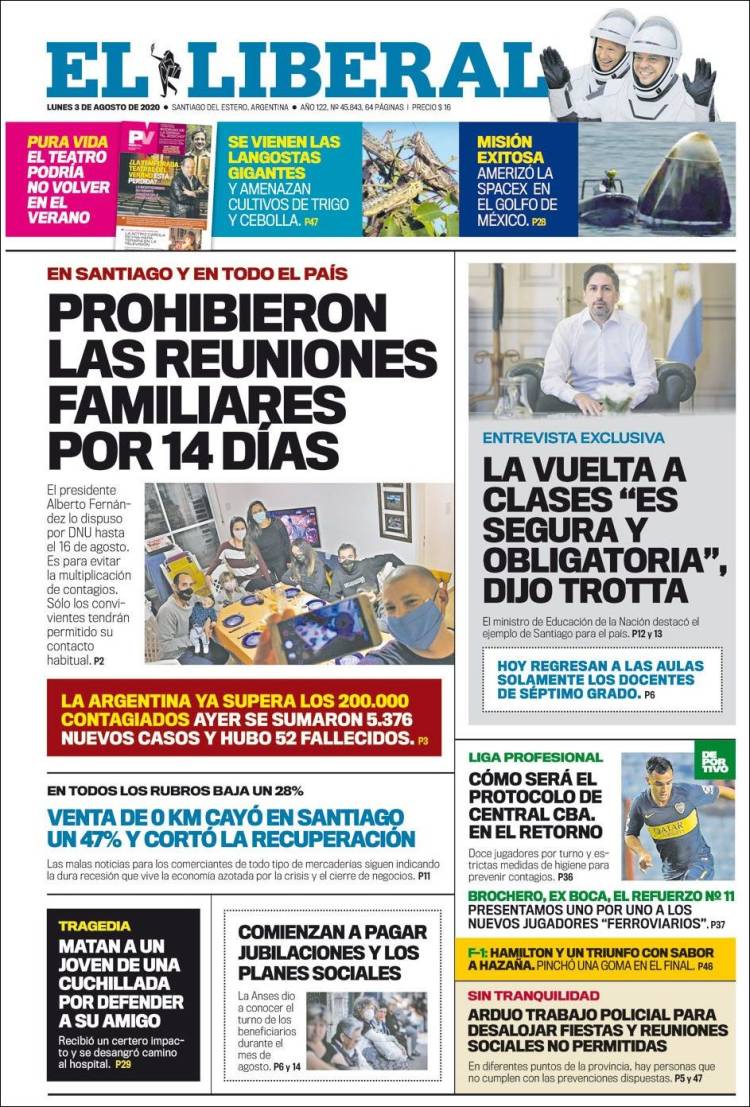 Portada de Diario El Liberal (Argentina)