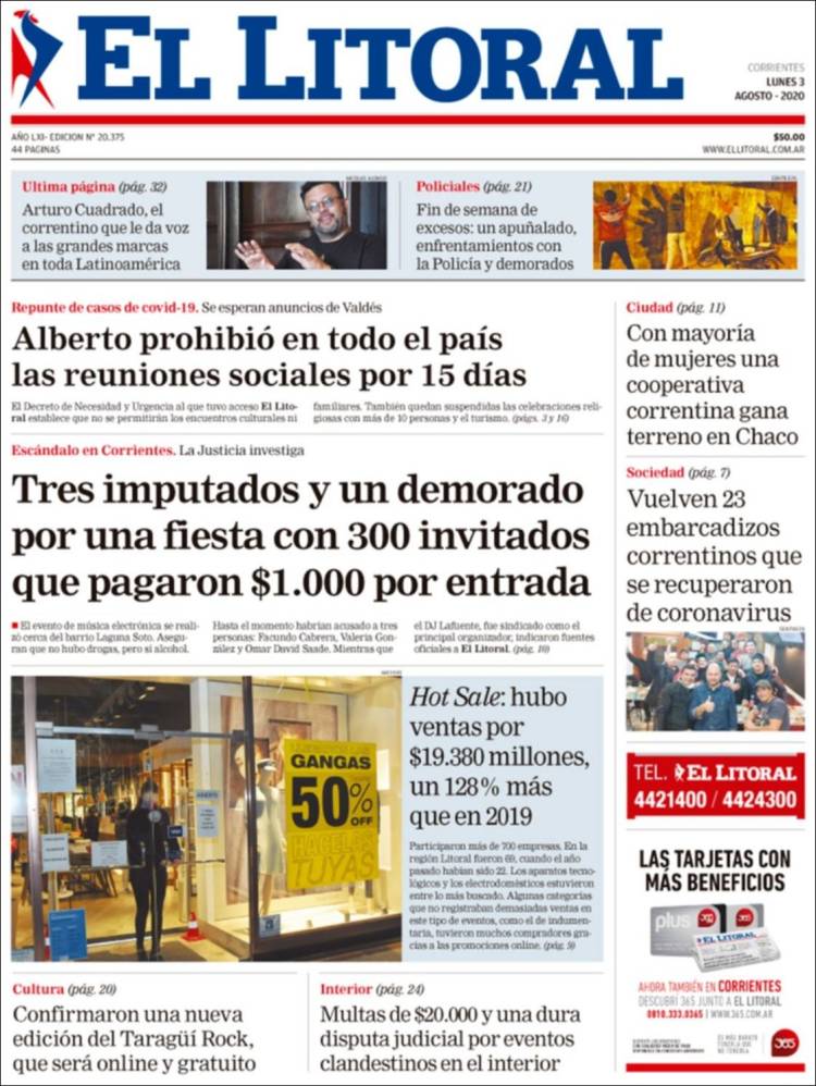 Portada de El Litoral Corrientes (Argentina)