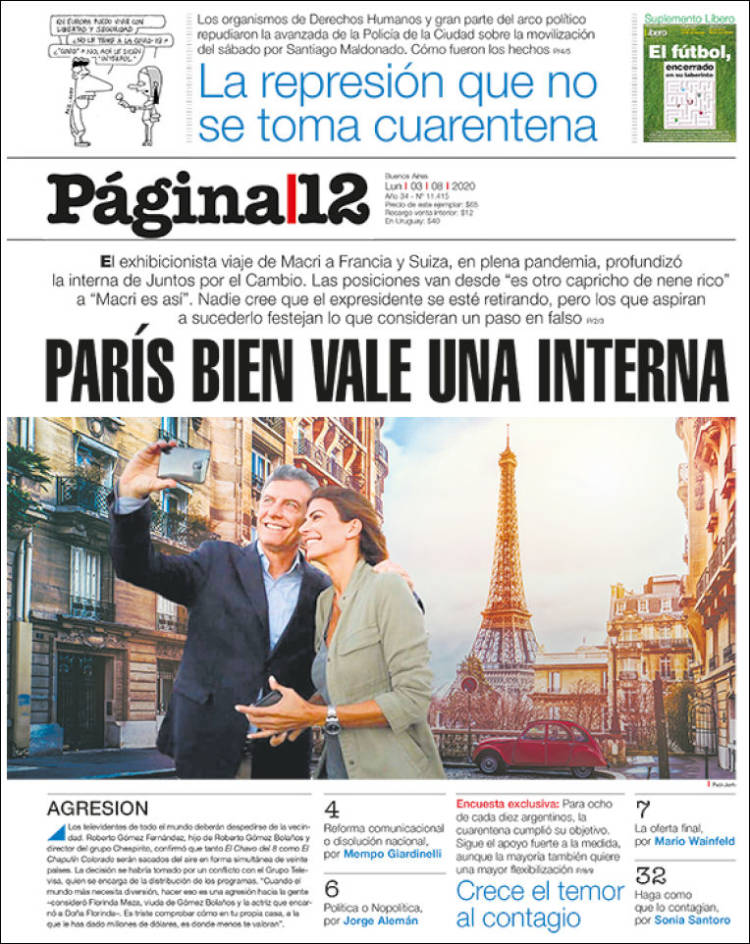 Portada de Página/12 (Argentina)