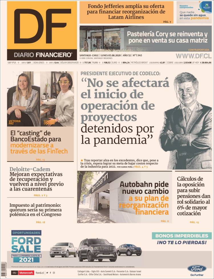 Portada de Diario Financiero (Chile)