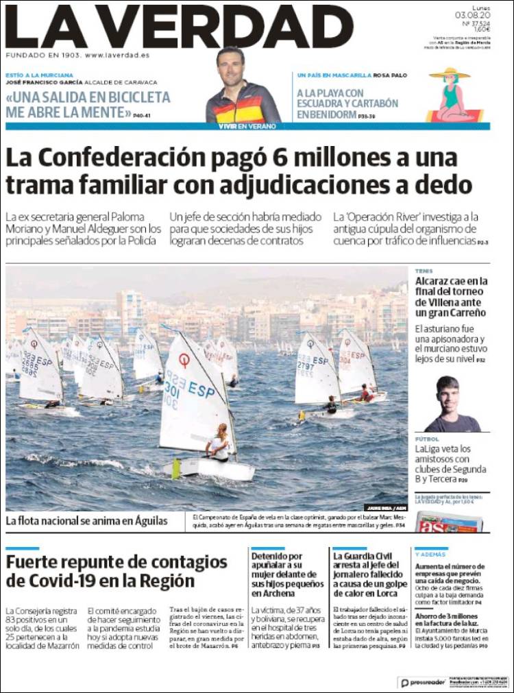 Portada de La Verdad de Murcia (España)